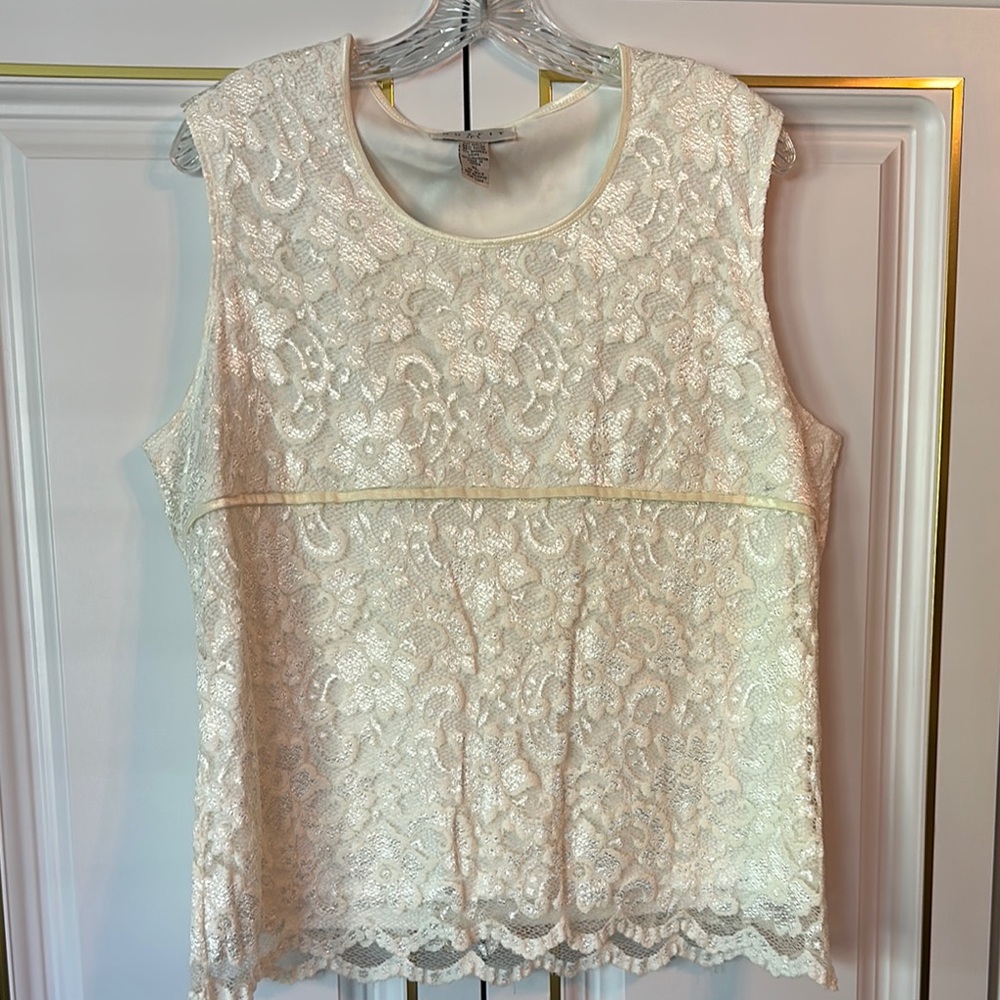 Elegant Cream Lace Sleeveless Top